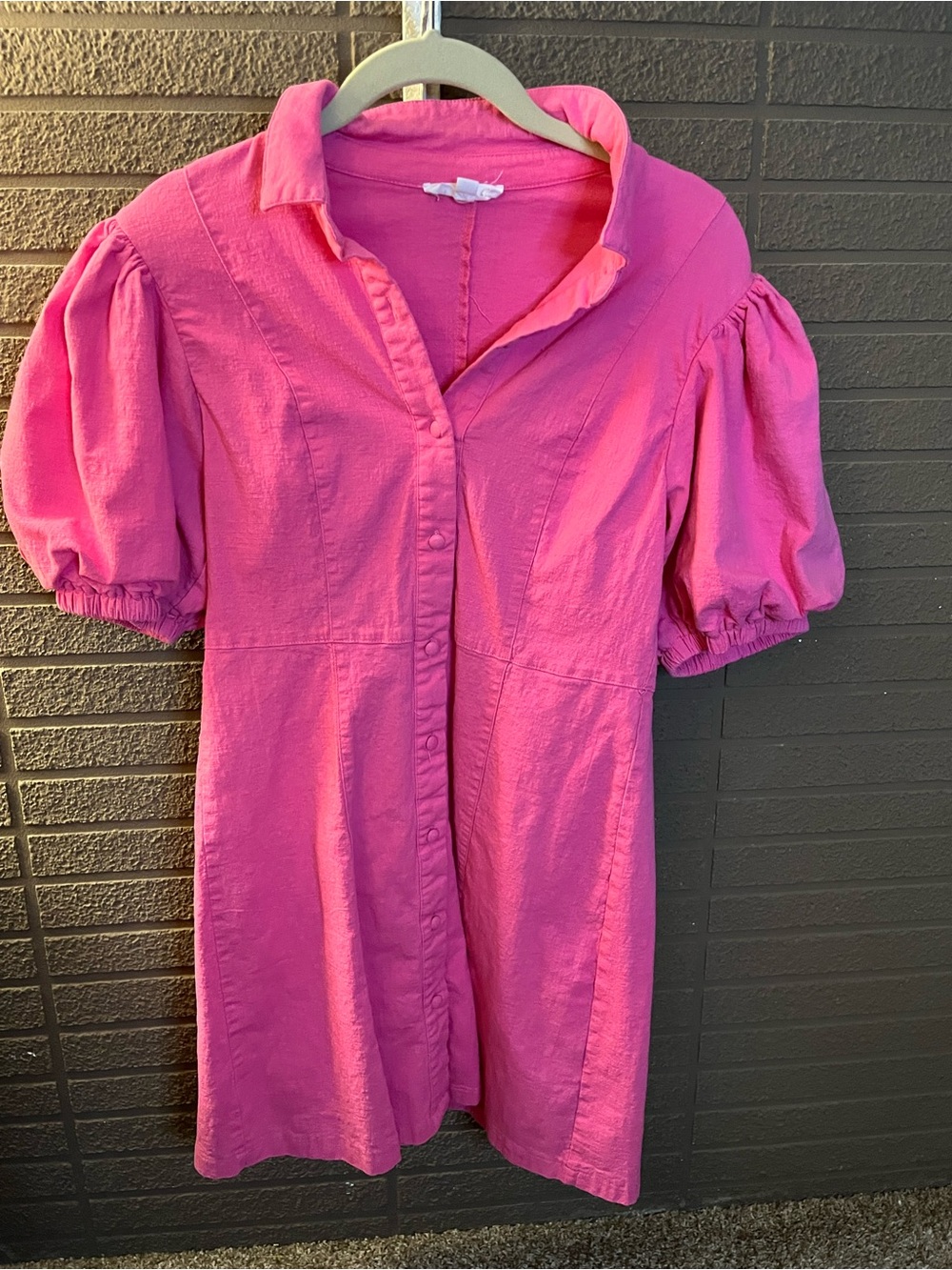 THML Pink Puff Sleeve Midi Dress